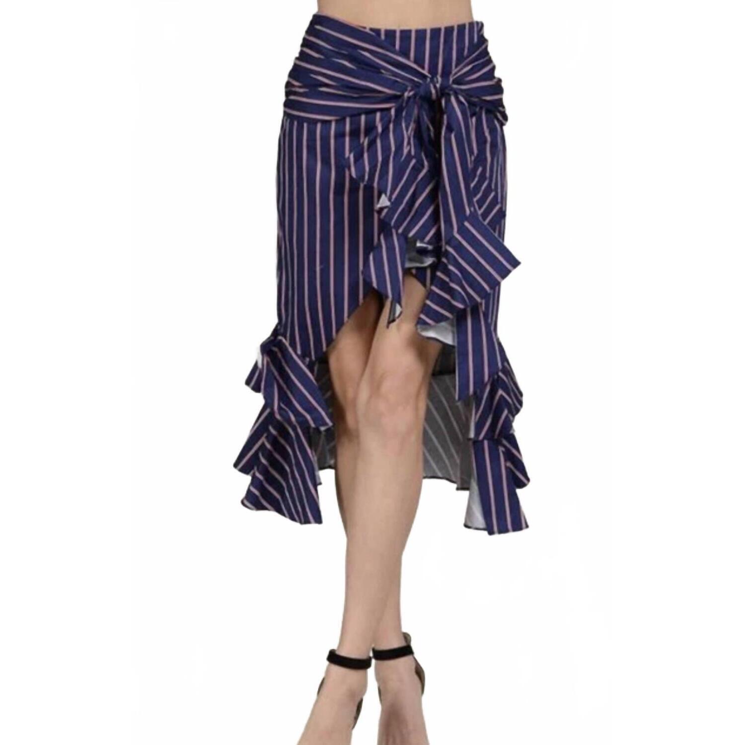 New Strut & Bolt Front Tie Skirt In Blue & Red